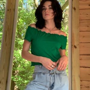 Green Off the Shoulder top
